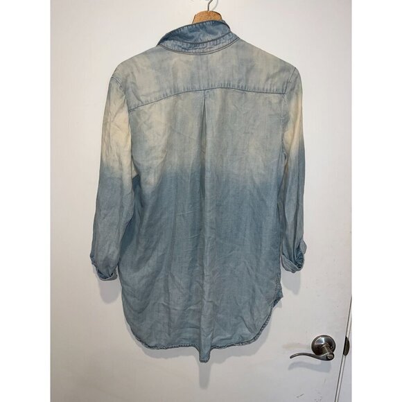 Anthropologie Cloth & Stone Womens Medium Blue Ombre Button-Up Shirt Size Large - Picture 4 of 8